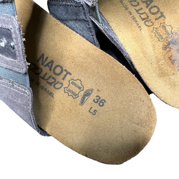 NAOT Womens Size 5 Narrow Silver Emma Studded Rhinestone Double Strap Sandals - Picture 8 of 10